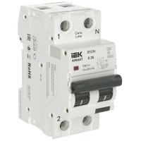 Выключатель автоматический дифференциального тока 2п (1P+NP) C 25 30мА тип A АВДТ B10N 36мм ARMAT IEK AR-B10N-1N-C025A030