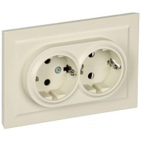 Розетка 2-м СП BRITE РС12-3-БрКр 16А в сборе с заземл. без защ. шторок беж. IEK BR-R21-16-K10-F Розетка 2-м СП BRITE РС12-3-БрКр 16А в сборе с заземл. без защ. шторок беж. IEK BR-R21-16-K10-F