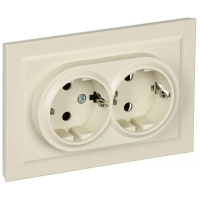 Розетка 2-м СП BRITE РС12-3-БрКр 16А в сборе с заземл. без защ. шторок беж. IEK BR-R21-16-K10-F Розетка 2-м СП BRITE РС12-3-БрКр 16А в сборе с заземл. без защ. шторок беж. IEK BR-R21-16-K10-F