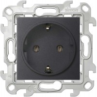 Розетка 1-м СП Simon 24 16А IP20 2P+E Schuko без защ. шторок механизм графит Simon 2450434-038