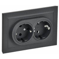 Розетка 2-м СП BRITE РС12-3-БрГ 16А в сборе с заземл. без защ. шторок графит IEK BR-R21-16-K53-F