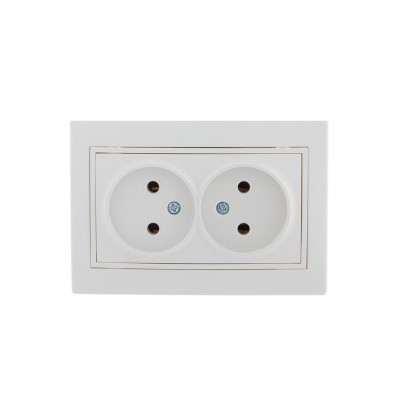 Розетка 2-м СП Mira 16А IP20 без заземл. с бел. вставкой керамика бел. LEZARD 701-0202-128 Розетка 2-м СП Mira 16А IP20 без заземл. с бел. вставкой керамика бел. LEZARD 701-0202-128