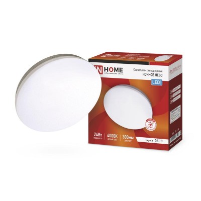 Светильник светодиодный DECO НОЧНОЕ НЕБО 24Вт 4000К 1560лм 230В 300х55мм IN HOME 4690612033518 Светильник светодиодный DECO НОЧНОЕ НЕБО 24Вт 4000К 1560лм 230В 300х55мм IN HOME 4690612033518
