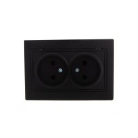 Розетка 2-м СП Mira 16А IP20 без заземл. со вставкой керамика черн. бархат LEZARD 701-4242-128 Розетка 2-м СП Mira 16А IP20 без заземл. со вставкой керамика черн. бархат LEZARD 701-4242-128
