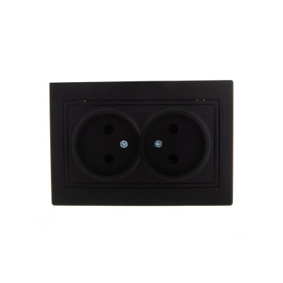 Розетка 2-м СП Mira 16А IP20 без заземл. со вставкой керамика черн. бархат LEZARD 701-4242-128 Розетка 2-м СП Mira 16А IP20 без заземл. со вставкой керамика черн. бархат LEZARD 701-4242-128