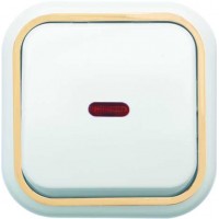 Выключатель 1-кл. ОП Валентина 10А IP20 А16-054 с индикацией бел./зол. Кунцево 7633