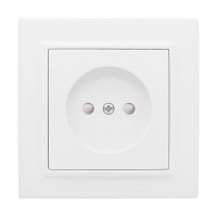 Розетка 1-м СП Минск 10А IP20 без заземл. защ. шторки бел. Basic EKF ERR10-022-100