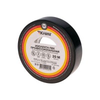 Изолента ПВХ профессиональная 0.18х19мм 20м черн. Kranz KR-09-2806 Изолента ПВХ профессиональная 0.18х19мм 20м черн. Kranz KR-09-2806