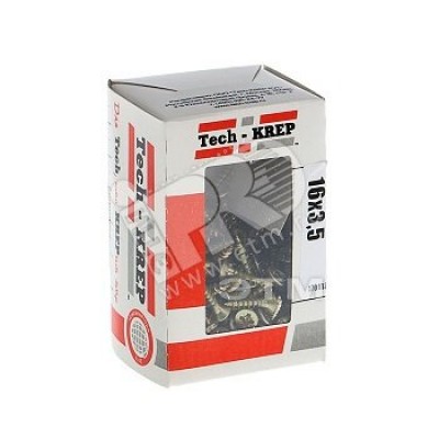 Шуруп универсальный 3,5х16 потайная головка, остроконечный, желтопассивированный (200шт) - коробка