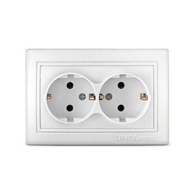 Розетка 2-м СП Севиль 16А IP20 с заземл. бел. UNIVersal С0128 Розетка 2-м СП Севиль 16А IP20 с заземл. бел. UNIVersal С0128