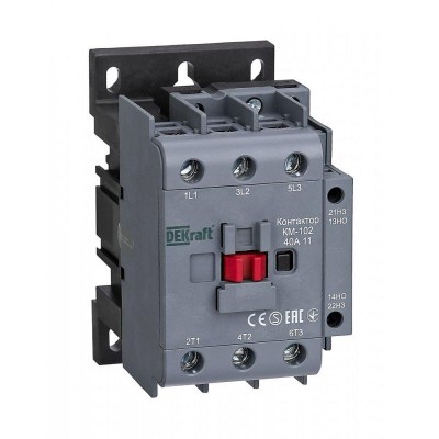 Контактор КМ-102 3п 40А кат. 230В AC 1НО+1НЗ AC-3 AC-4 DEKraft 22006DEK Контактор КМ-102 3п 40А кат. 230В AC 1НО+1НЗ AC-3 AC-4 DEKraft 22006DEK