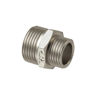 Ниппель переходной латунь наружн. резьба 1х1/2дюйм никель (инд. упак.) RTP 34911 Ниппель переходной латунь наружн. резьба 1х1/2дюйм никель (инд. упак.) RTP 34911