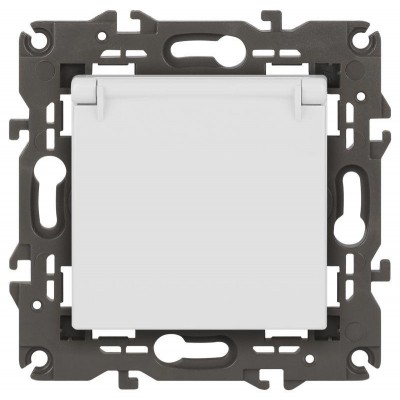 Розетка Elegance 14-2103-01М 16А 250В 2P+E Schuko защ. шторки с крышкой матов. бел. Эра Б0065808