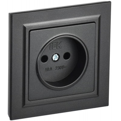 Розетка СП BRITE РСР10-1-0-БрЧ 10А в сборе без заземл. без защ. шторок черн. IEK BR-R10-10-K02-F Розетка СП BRITE РСР10-1-0-БрЧ 10А в сборе без заземл. без защ. шторок черн. IEK BR-R10-10-K02-F