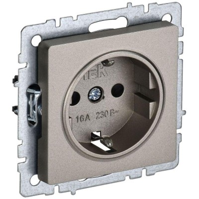 Розетка BRITE РС11-1-0-БрШ 16А с заземл. без защ. шторки механизм шампань IEK BR-R11-16-K37 Розетка BRITE РС11-1-0-БрШ 16А с заземл. без защ. шторки механизм шампань IEK BR-R11-16-K37