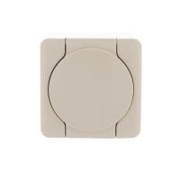 Розетка 1-м ОП Viola с заземл. с крышкой крем. LEZARD 751-0300-123